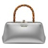 Τσάντα Χειρός με Bamboo Λαβή MD2572 – Ασημί BAG TO BAG - sukki.gr