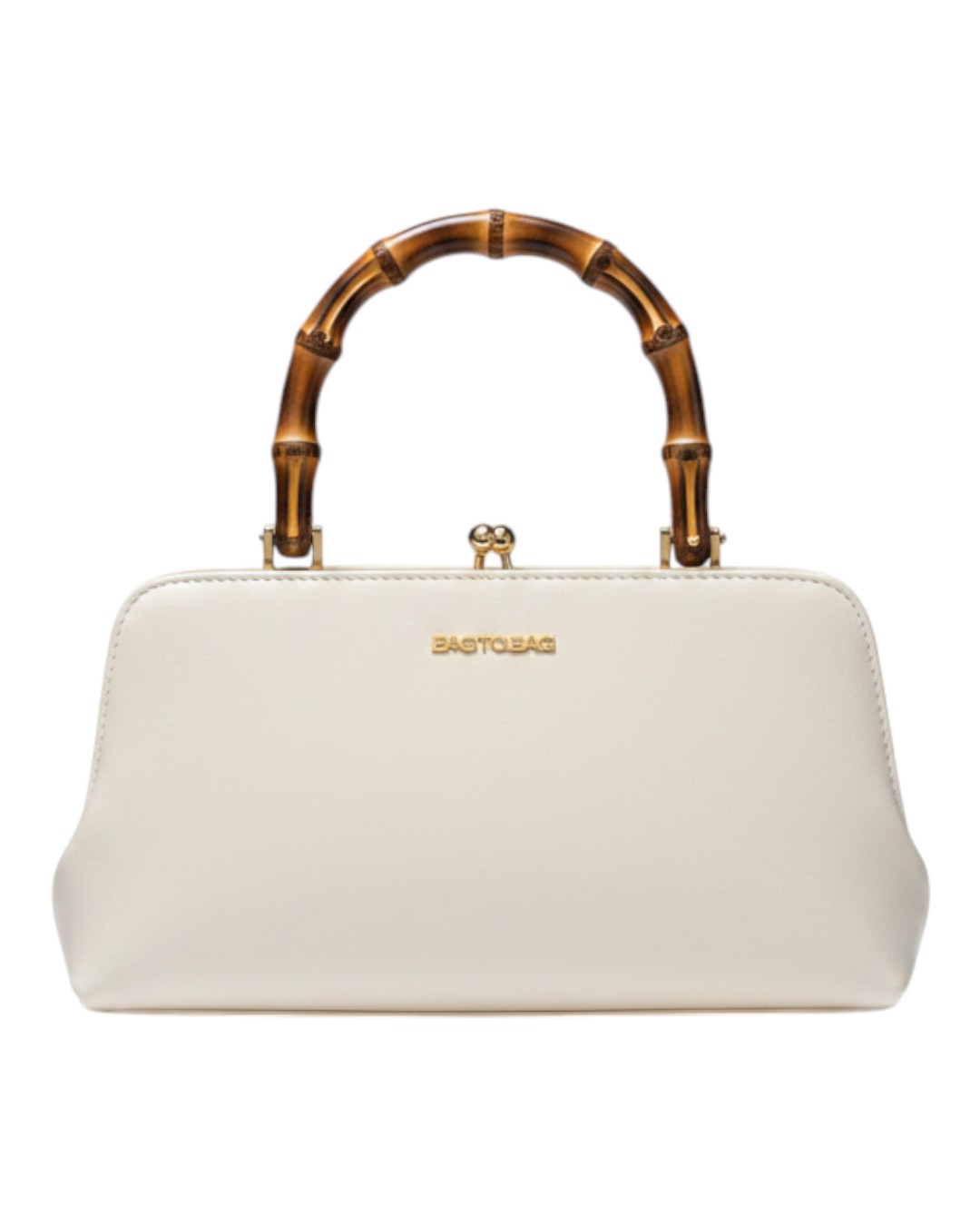 Τσάντα Χειρός με Bamboo Λαβή MD2572 – Ασπρο BAG TO BAG - sukki.gr