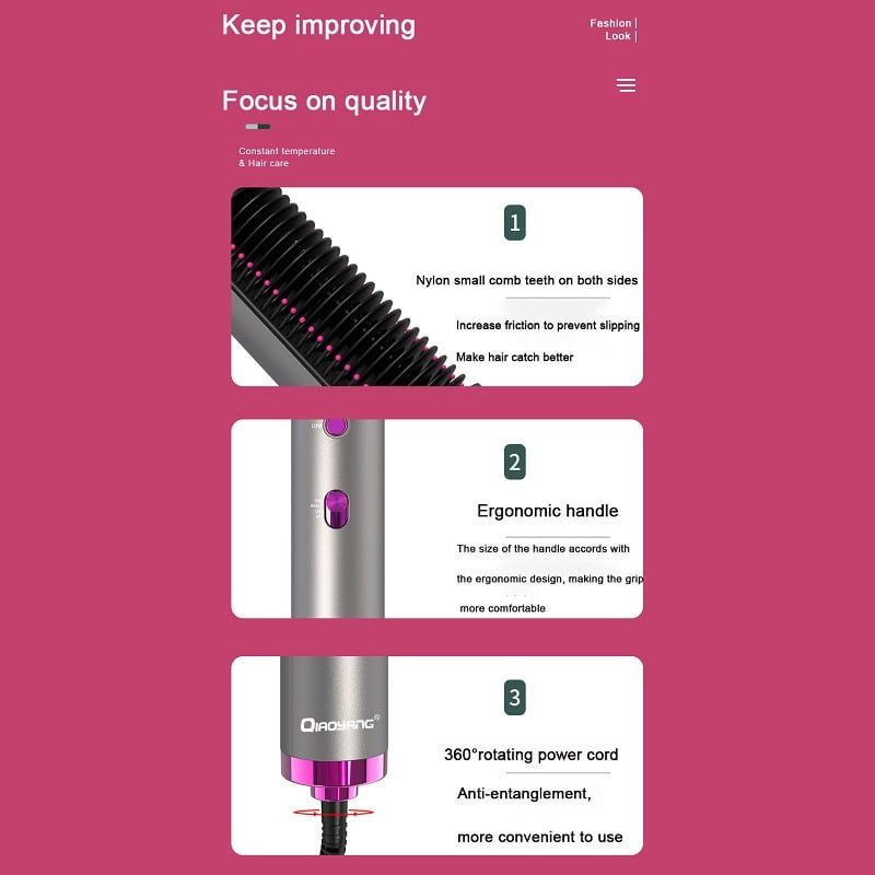 QIAOYANG Ηλεκτρική Βούρτσα Ζεστού Αέρα QA-T637 – Professional Hot Air Brush - Image 4
