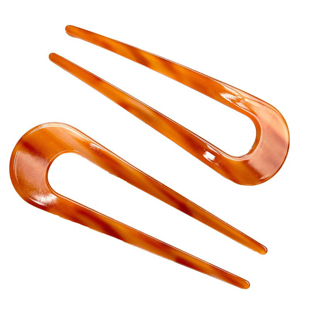 Κοκαλάκι Μαλλιών Δίχαλο Πορτοκαλί Τόνοι - Tortoise Hair Fork Clip - Image 4