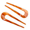 Κοκαλάκι Μαλλιών Δίχαλο Πορτοκαλί Τόνοι - Tortoise Hair Fork Clip - sukki.gr
