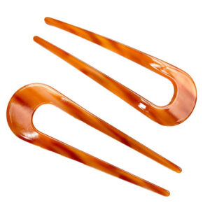 Κοκαλάκι Μαλλιών Δίχαλο Πορτοκαλί Τόνοι  - Tortoise Hair Fork Clip - sukki.gr
