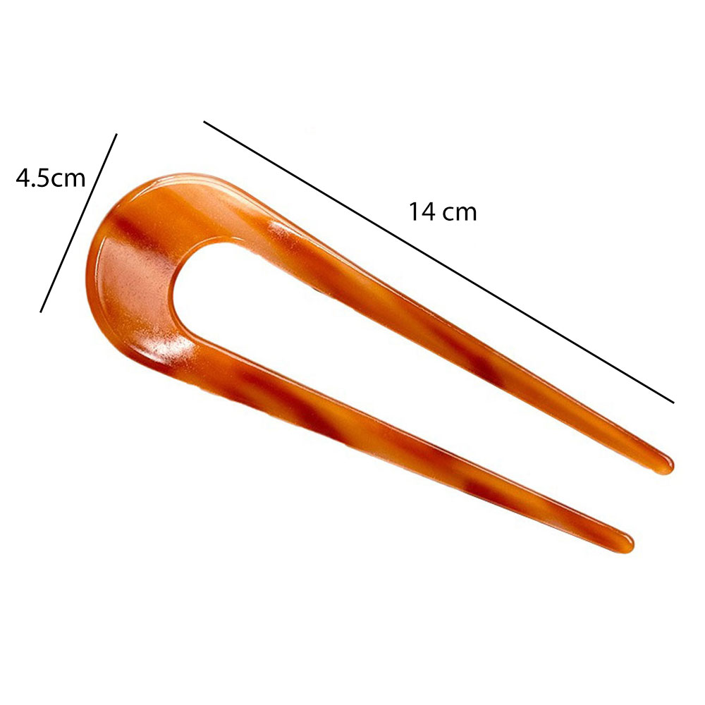 Κοκαλάκι Μαλλιών Δίχαλο Πορτοκαλί Τόνοι - Tortoise Hair Fork Clip - Image 3