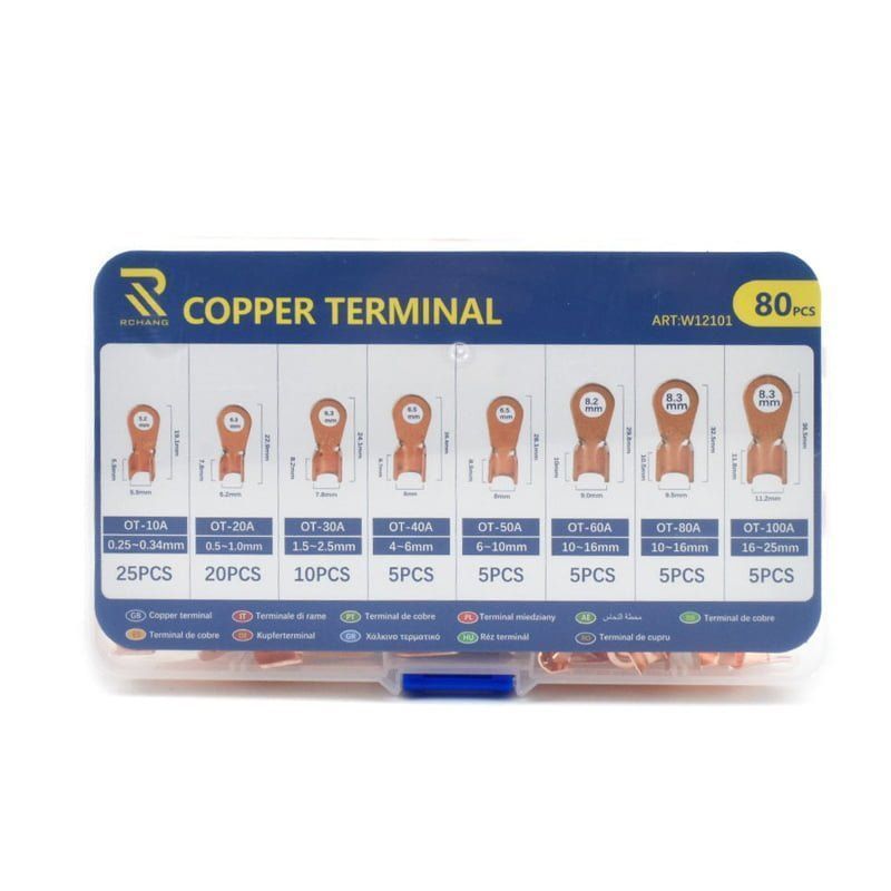 RChang Ακροδέκτες Οπής Χάλκινο 80τμχ W12101 - Copper terminal 80pcs - sukki.gr