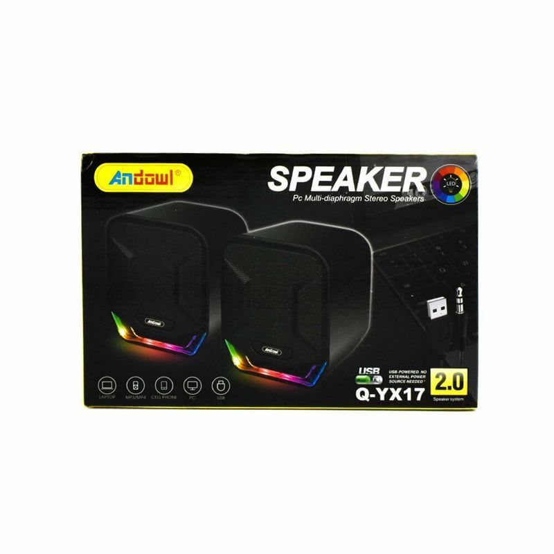 Andowl Ηχεία Υπολογιστή 2.0 με RGB Φωτισμό και Ισχύ 3W Q-YX17 - Speaker PC Multi-diaphragm Stereo - Image 4