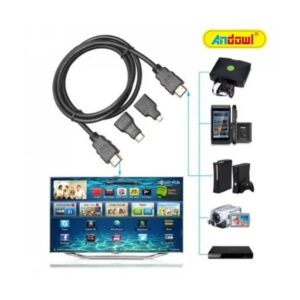 Alternative view of Andowl Καλώδιο οθόνης 4K Ultra HD HD310 - Cable HDMI male - HDMI male 1.5m Μαύρο