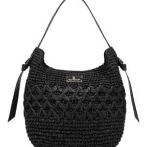 Ψάθινη τσάντα ώμου XY-2638 – Μαύρο BAG TO BAG - sukki.gr