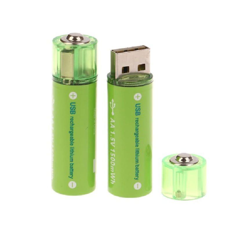 Επαναφορτιζόμενη μπαταρία USB Λιθίου Νi-AA 1.5V - 2000mAh - 2 τεμάχια - USB Rechargeable Battery - Image 2