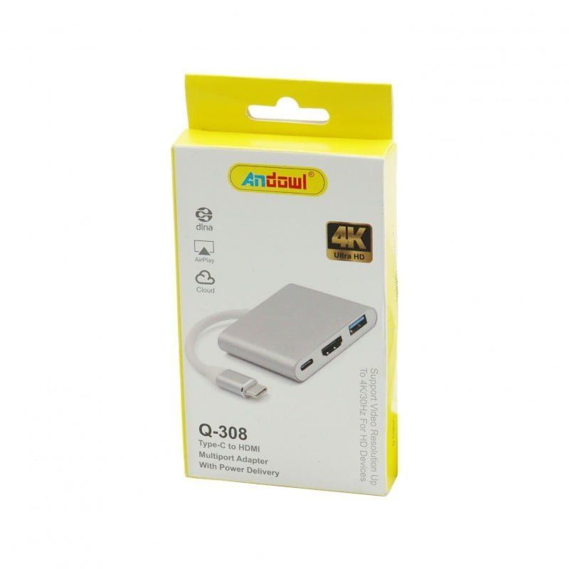 Andowl Type C σε HDMI Αντάπτορας με πολλές Θύρες Q-308 - Type C to HDMI - Image 4