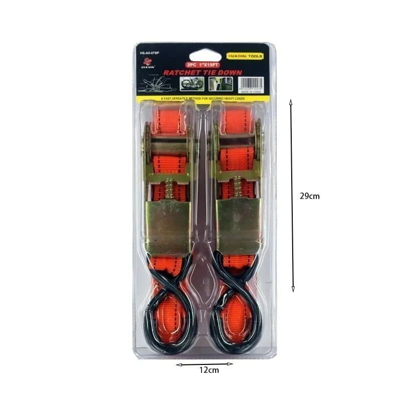 Zhexin Ιμάντας φορτίων 2τεμ 1" x 15FT - Λουριά για στερέωση φορτίου HS-A5-07SP - Ratchet tie - Image 2