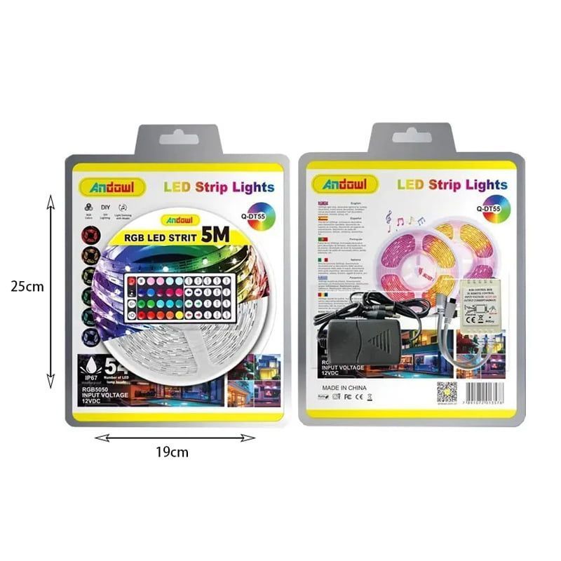 Αδιάβροχη Ταινία LED RGB 5m με Τροφοδοτικό και Τηλεχειριστήριο 12V Q-DT55 - LED strip lights - Image 2