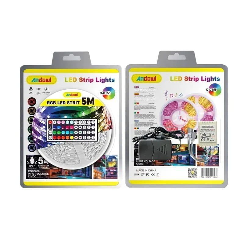 Αδιάβροχη Ταινία LED RGB 5m με Τροφοδοτικό και Τηλεχειριστήριο 12V Q-DT55 - LED strip lights - sukki.gr