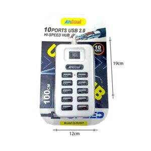 Alternative view of Andowl Q-HU801 USB 2.0 Hub 10 Θυρών με σύνδεση USB-A – USB Hub