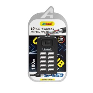 Andowl Q-HU801 USB 2.0 Hub 10 Θυρών με σύνδεση USB-A – USB Hub - sukki.gr