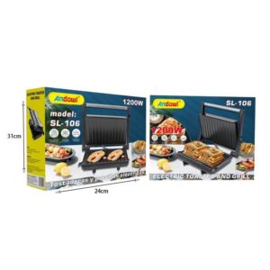 Alternative view of Andowl SL-106 Τοστιέρα Γκριλιέρα 1200W 220V - Electric Toaster & Grill