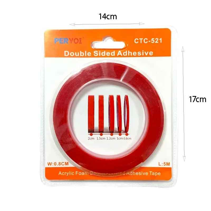 Pervoi Διπλής Όψεως Ταινία Ακρυλικής Κόλλας 0.8 cm × 5 m CTC-521– Double-sided adhesive tape - Image 2